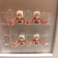 ハート　キラキラフレンチ　ネイルチップ　10本