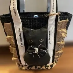 ム*ま様 黒ねこちゃん　トートバック パネル猫