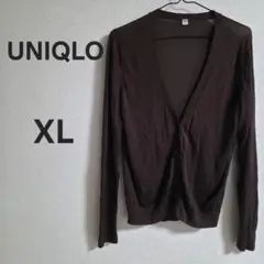 UNIQLO 薄手カーディガン ブラウン Vネック 長袖 羽織り 美品