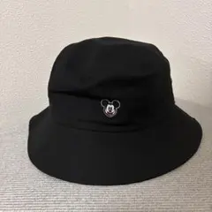 ミッキーマウス刺繍 バケットハット 黒