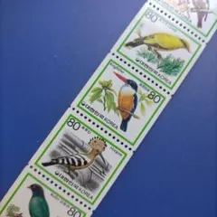 4868 外国切手 韓国 鳥類 コイル切手 5連刷