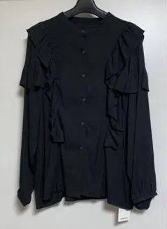 LULALA フリルシャツ フリルブラウス 黒