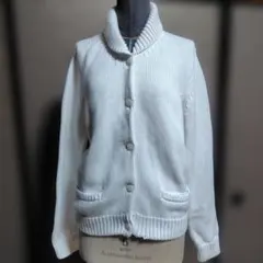 アニエスｂオフホワイトショールカーディガン厚手コットン