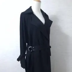 mysty woman 高見え ロング トレンチコート ブラック ＊のサムネイル