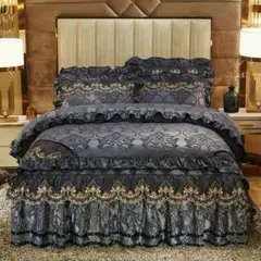 ワイドダブル ベッド用品4点セット ．寝具 枕カバー掛け布団カバー ベッドパッド