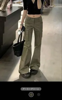 【SHEIN】新作ルーズストレートレッグポケットフレアレディースカーゴパンツ