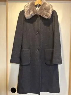 レディース　組曲　KUMIKYOKU ロングコート ファー 黒　M