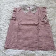 evelyn 襟付きフリルトップス ギンガムチェック