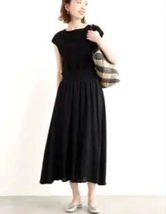 ドッキングニット ワンピース 黒 ROPE PICNIC M