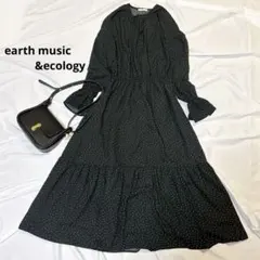 ドットティアードワンピ　黒　長袖　春夏　ブラック　ノーカラー　丸首