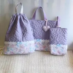 ♡祝ご入学♡３点セット　デイジー柄キルティング&リボン柄オックス②　ハンドメイド