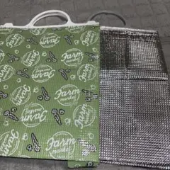 美品　使い捨て　マチ付き保温保冷バッグ　大容量　アルミ　２個セット　アウトドア