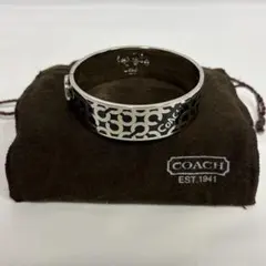 COACH シグネチャー バングル 黒 巾着付き
