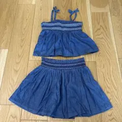 デニム刺繍スカート&キャミセットアップ130140