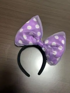 ミニーマウス 水玉模様カチューシャ 紫