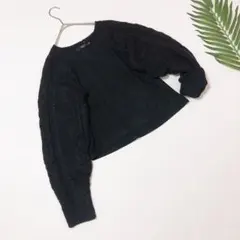 1-313【アナトリエ】美品◎トップス長袖　黒　袖ニット　お洒落　希少デザイン