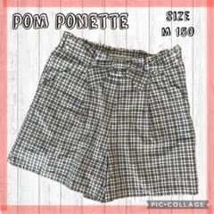 ポンポネット 150 チェックショートパンツ　キュロット　リボン　春夏