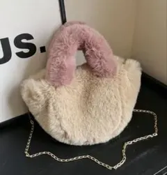バッグ チェーンショルダー ミニバッグ ファーショルダーバッグ ベージュ ピンク
