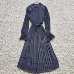 【訳アリ】ROSSO　ロッソ　ランダムプリーツワンピース　ブルーグレー系