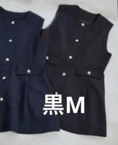 mysa closetしまむら田中里奈オケージョンペプラムジレ　黒M