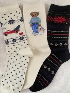 POLO ポロラルフローレンのレディース用ソックス3足セット、新品24~26cm