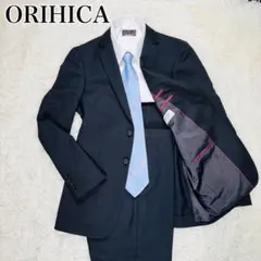 極美品 ORIHICA スーツ Y6 M相当 光沢 ストライプ 裾ダブル仕上げのサムネイル