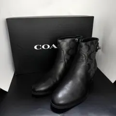 極美品】COACH コーチ ショートブーツ シグネチャー 黒 24cm 箱なし