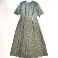 【新品】kaene フラワーフロッキードレス オリーブ 38 結婚式 パーティーのサムネイル