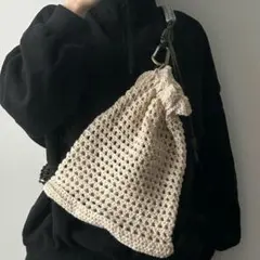 ショルダーバッグ かぎ編み アイボリー サコッシュ 斜めがけ ハンドメイド