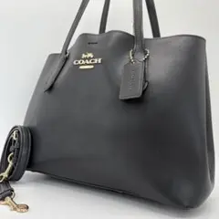 美品✨コーチ ショルダーバッグ 2way アベニュー ロゴ金具 レザー ブラック
