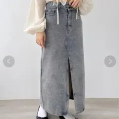 Heather ヘザー　ラインストーンDenimロングスカート Sサイズ