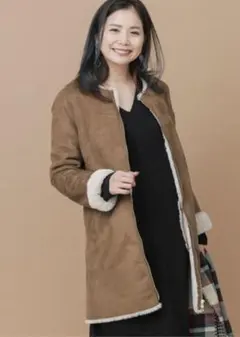 ノーカラーフェイクムートンコート