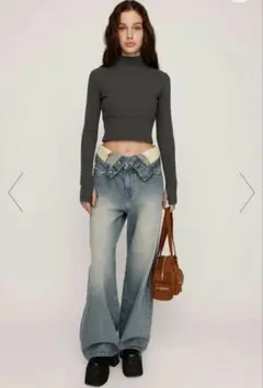 LAYERED STRAIGHT DENIM パンツ　sly 0サイズのサムネイル