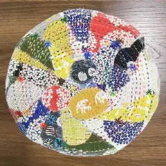 【ハンドメイド】北欧柄　刺し子とパッチワークのマルチマット　中サイズ