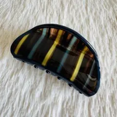 ストライプ バンスクリップ ヘアクリップ 髪留め シンプル ブラック ブルー