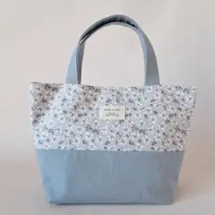 そよ風マーガレット　花柄　ミニトートバッグ　ランチバッグ　ハンドメイド
