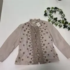 スタンドカラー ジャケット ベージュ系 3L 未使用品 カットワーク刺繍