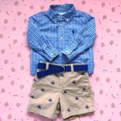 値下☆バラ売可☆ Ralph Lauren チェックシャツ パンツ セット 80