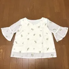 GLACIER 花柄刺繍 五分袖　ブラウスシャツ　ハニーズ