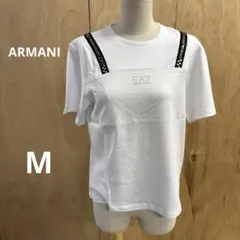 ARMANI EA7 ストラップ付きホワイトTシャツ