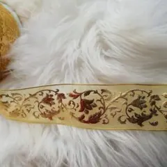 リボン 花柄 ゴールド 50ヤード　中古少し使用してます。