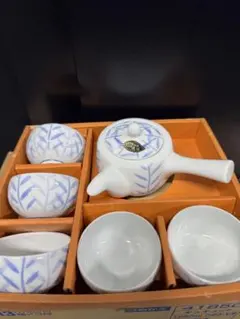 青い葉模様 陶器製急須セット　有田焼