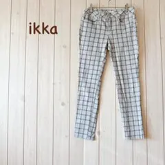 【美品】＊ikka イッカ＊ ストレッチパンツ 春夏 S グレー系チェックのサムネイル