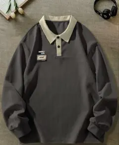 SHEIN ダークグレー 長袖ポロシャツのサムネイル