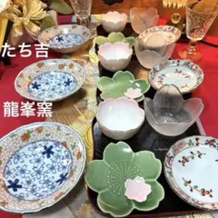 たち吉　龍峯窯　桜総柄中鉢　桜色々　赤絵丸皿　 クリスタル小鉢　No.5-25のサムネイル