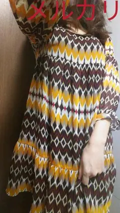 最終値下げ！EGOIST 七分袖シフォンワンピース 体型カバー