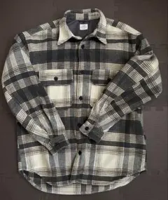 coen ルーズシルエットシャギーチェックシャツ　グレー