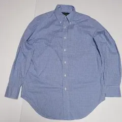 C761 ローレンラルフローレン　長袖シャツ　青　ギンガムチェック　M
