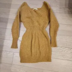 SLY ニットワンピース 長袖 マスタード