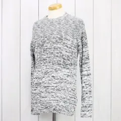 【値下げ】ナノユニバース　霜降り　コットン長袖セーター　白　黒　メンズS